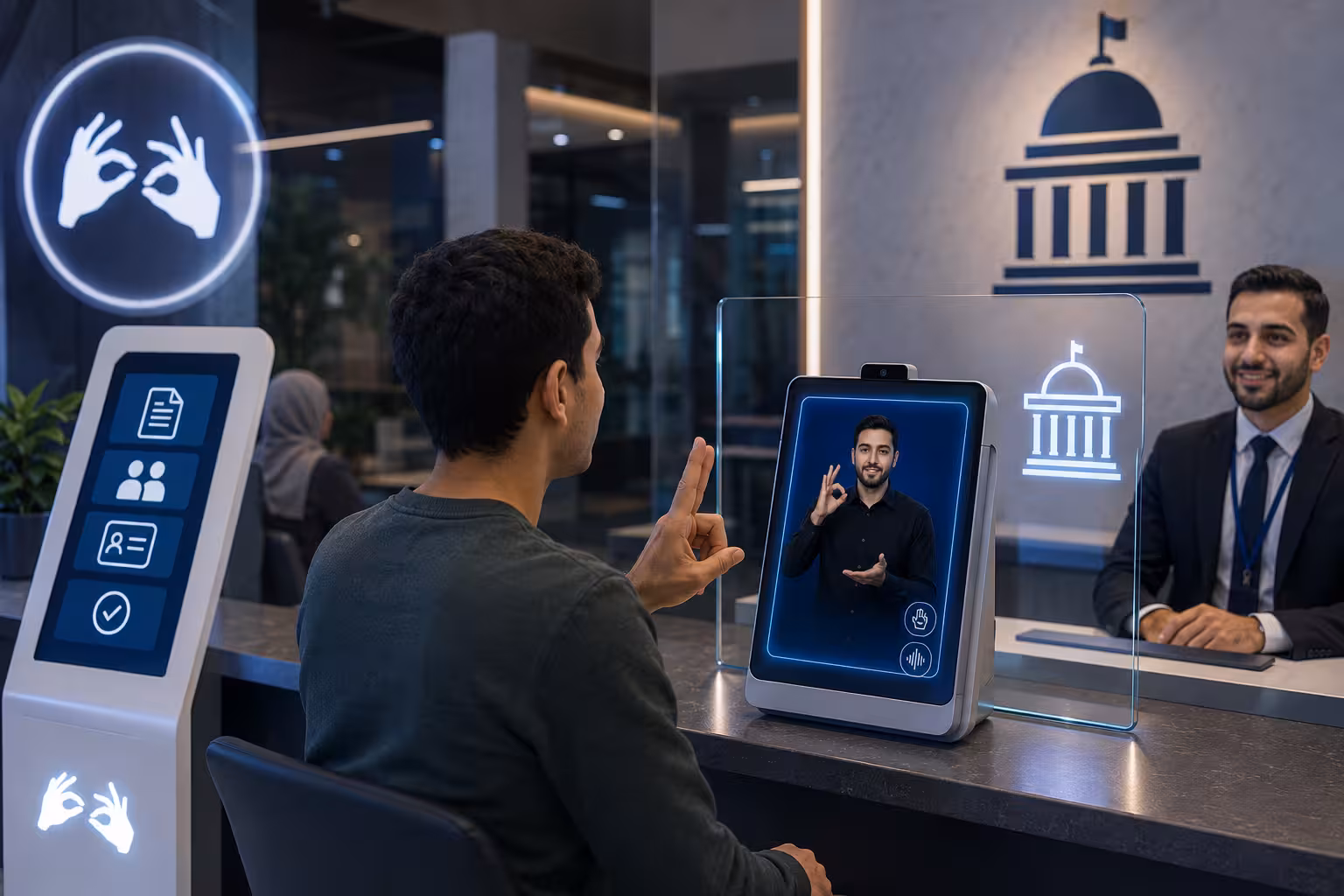 Citizen using SignX at a Government Office